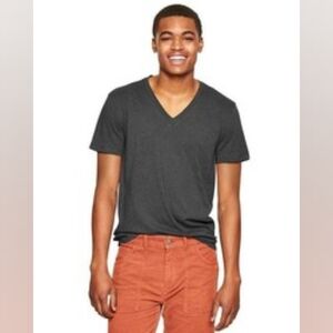 GAP Men's Charcoal Essential Deep V-Neck T-Shirt - Size M